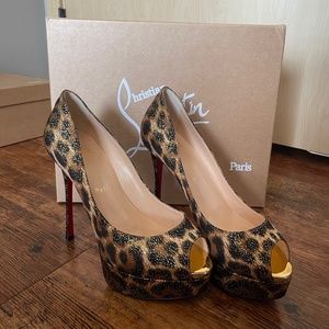 Christian Louboutin Fetish Peep 130 Lurex Panthere/Spec